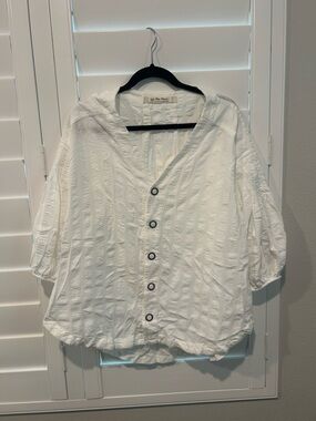 We The Free White Textured Button-Front Shirt